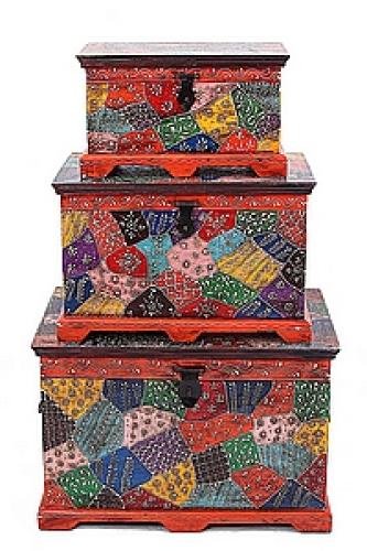 Сундук дерево роспись набор из 3-х  №80